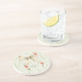 Dessous De Verre En Grès Nœud floral à rayures vertes (Côté)