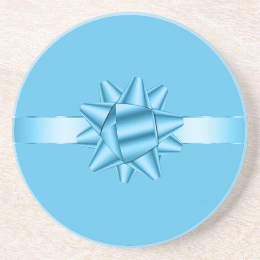 Dessous De Verre En Grès Nœud Ruban Bleu (Devant)