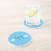 Dessous De Verre En Grès Nœud Ruban Bleu (Côté)