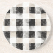 Dessous De Verre En Grès Noir Chic Crème Plaid Noël (Devant)
