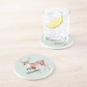 Dessous De Verre En Grès Noir de Noël vert rose pâle (Côté)