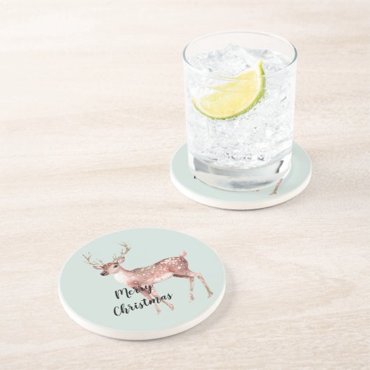 Dessous De Verre En Grès Noir de Noël vert rose pâle (Côté)