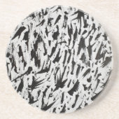 Dessous De Verre En Grès Noir et blanc Abstrait Brushstrokies Art (Devant)