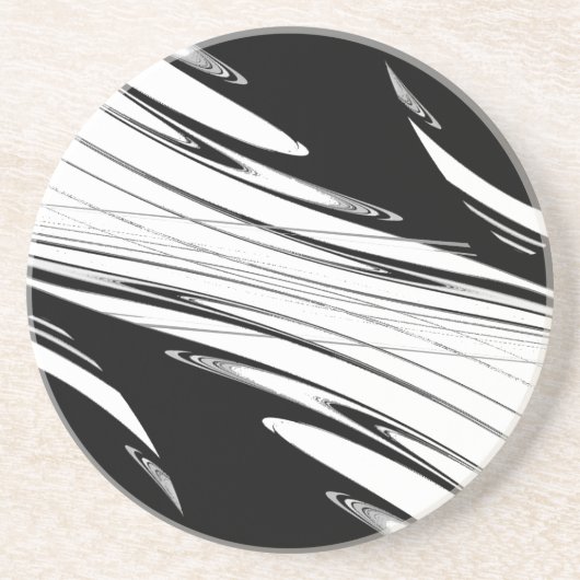 Dessous De Verre En Grès Noir et blanc moderne (Devant)