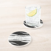 Dessous De Verre En Grès Noir et blanc moderne (Côté)