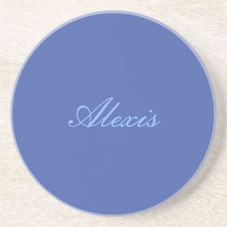 Dessous De Verre En Grès Nom Calligraphie Script Simple Bleu