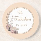 Dessous De Verre En Grès Nom de famille Aquarelle Floral (Devant)