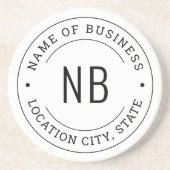 Dessous De Verre En Grès Nom de l'entreprise personnalisée blanc arrondi (Devant)