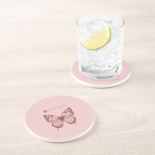 Dessous De Verre En Grès Nom de papillon de Bourgogne (Côté)