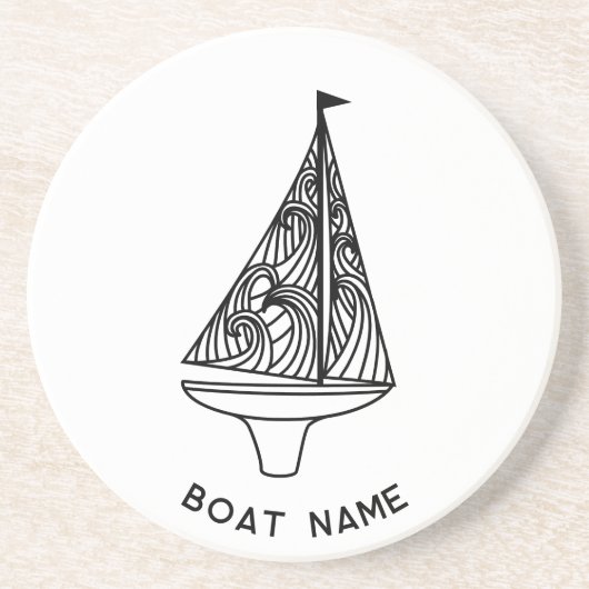 Dessous De Verre En Grès Nom du bateau à voile (Devant)