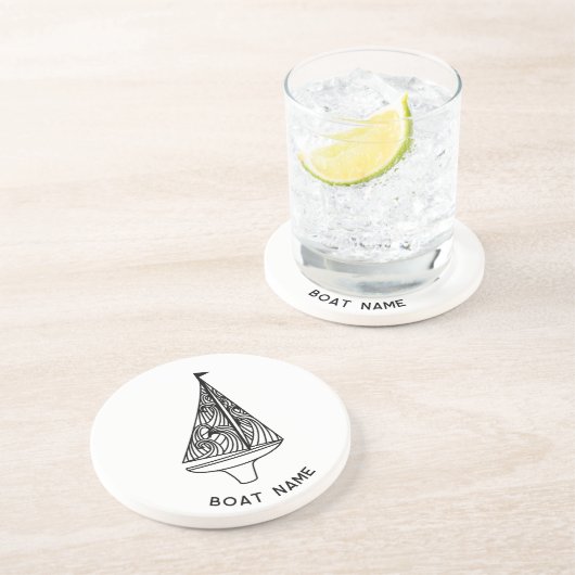 Dessous De Verre En Grès Nom du bateau à voile (Côté)