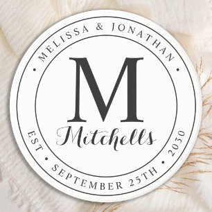 Dessous De Verre En Grès Nom du monogramme personnalisé Mariage de date