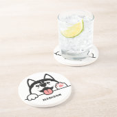 Dessous De Verre En Grès Nom personnalisé Cute Siberian Husky (Côté)