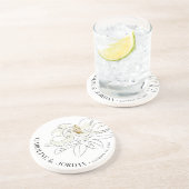 Dessous De Verre En Grès Nom personnalisé du Mariage d'illustration blanc M (Côté)