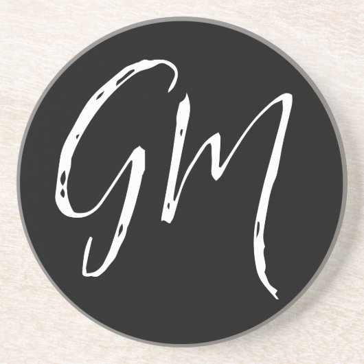 Dessous De Verre En Grès Nom personnalisé Initiales personnalisées deux let (Devant)