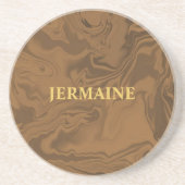 Dessous De Verre En Grès Nom personnalisé marbre brun texture (Devant)