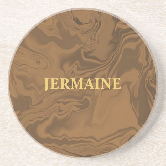 Dessous De Verre En Grès Nom personnalisé marbre brun texture (Devant)
