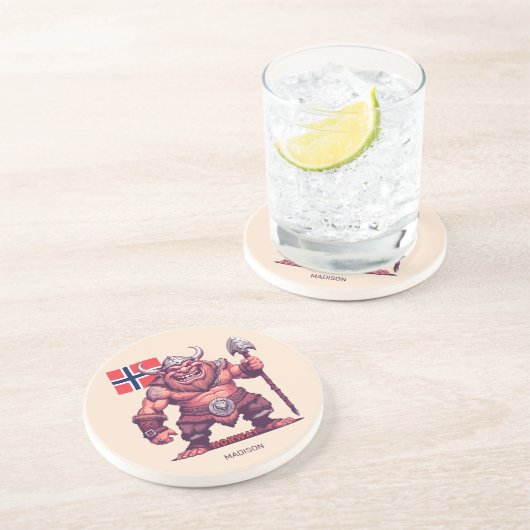 Dessous De Verre En Grès Nom personnalisé Norwegian Troll (Côté)