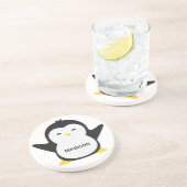 Dessous De Verre En Grès Nom personnalisé pingouin mignon (Côté)