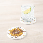 Dessous De Verre En Grès Nom personnalisé pour fille rétro cadeau tournesol (Côté)