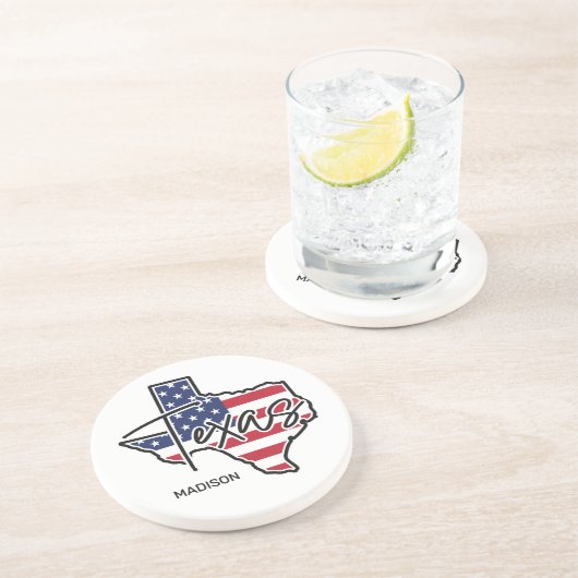 Dessous De Verre En Grès Nom personnalisé Texas (Côté)