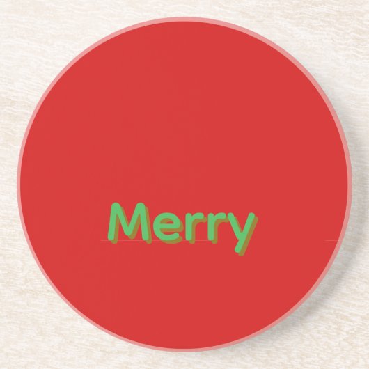 Dessous De Verre En Grès Nom vert joyeux sur fond rouge (Devant)