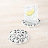 DESSOUS DE VERRE EN GRÈS NOTES DE MUSIQUE-DESSOUS DE VERRE-BLANC (Côté)