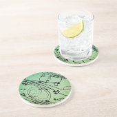Dessous De Verre En Grès Notes Fantaisie Design Musique Verte (Côté)