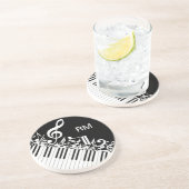 Dessous De Verre En Grès Notes musicales et touches de piano personnalisées (Côté)