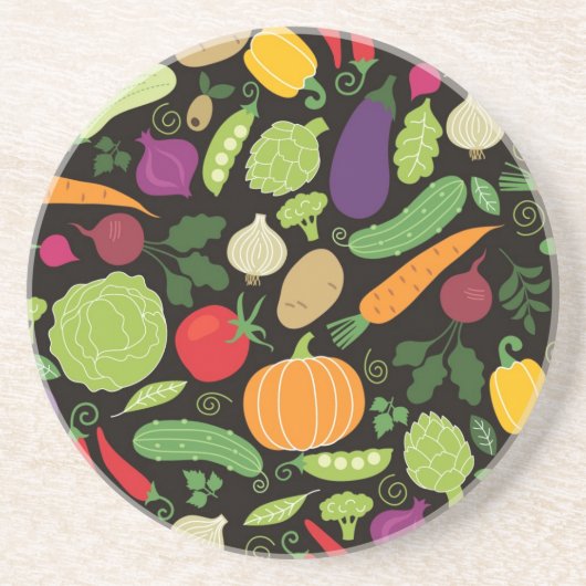 Dessous De Verre En Grès Nourriture sur un arrière - plan noir (Devant)