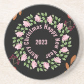 Dessous De Verre En Grès Nouvel an Dessous de verre de grès floral (Devant)