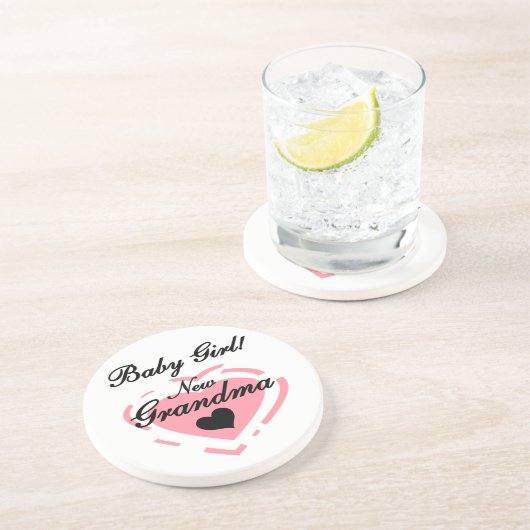 Dessous De Verre En Grès Nouvelle mamie Bébé Fille Coeur Rose Cadeaux (Côté)