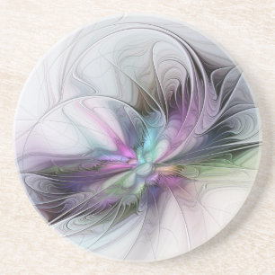 Dessous De Verre En Grès Nouvelle vie, Colorful Abstrait Fractal Art Imagin