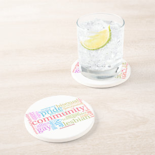 Dessous De Verre En Grès Nuage de mots de la communauté arc-en-ciel LGBTQ+ 