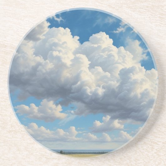 Dessous De Verre En Grès Nuages blancs et ciel bleu clair (Devant)