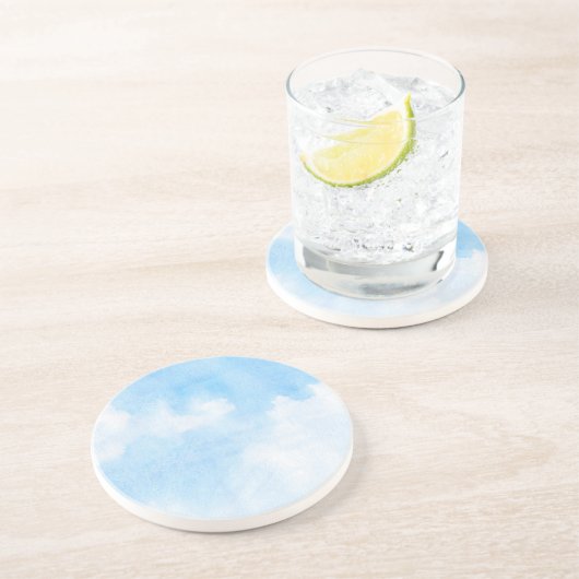Dessous De Verre En Grès Nuages d'aquarelle et arrière - plan de ciel (Côté)