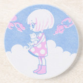 Dessous De Verre En Grès Nuages d'été, Fille et Kitty (Devant)