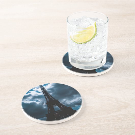 Dessous De Verre En Grès Nuit bleue Tour Eiffel (Côté)