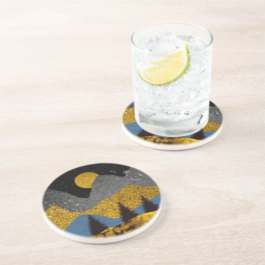 Dessous De Verre En Grès Nuit dorée (Côté)