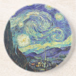 Dessous De Verre En Grès Nuit étoilée par van Gogh<br><div class="desc">Van Gogh était obsédé par le symbolisme des objets lumineux et de la couleur. La lampe était un symbole de calme et de sécurité. L'étoile symbolisait la foi, et la lumière, les réalités humaines. Le bleu ultramarin profond était infini, tandis que le rouge et le vert exprimaient "ces choses terribles,...</div>