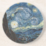 Dessous De Verre En Grès Nuit Van Gogh Starry<br><div class="desc">Vincent Van Gogh Starry Night masterpiece,  vintage artwork on modern day products from Zazilicious</div>