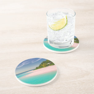 Dessous De Verre En Grès Océan aigue-marine Plage tropicale Scénique