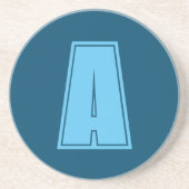 Dessous De Verre En Grès Océan & Ciel Bleu Premier Monogramme Calligraphie  (Devant)