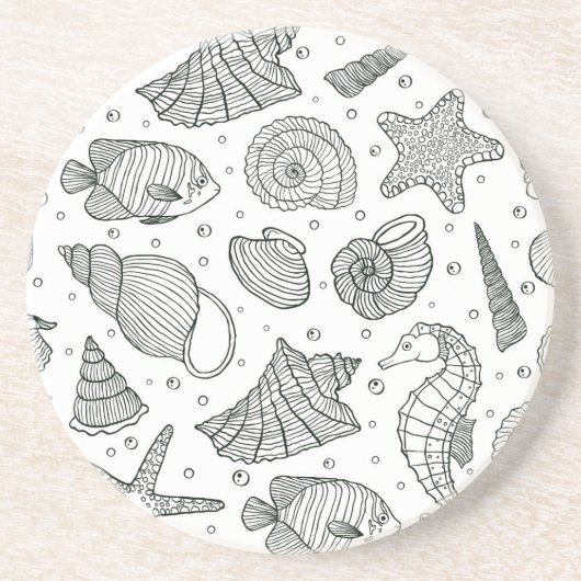 Dessous De Verre En Grès Océan Inhabitants Motif 3 (Devant)