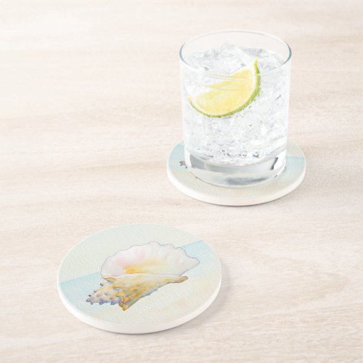 Dessous De Verre En Grès Océan nautique Coque Beach Conch (Côté)