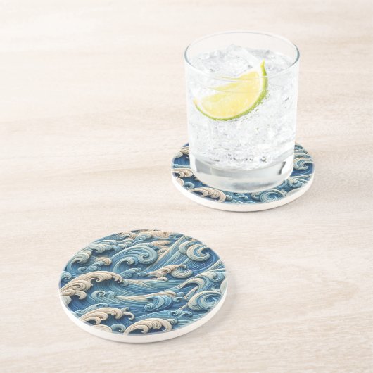Dessous de verre en grès Ocean Waves (Côté)