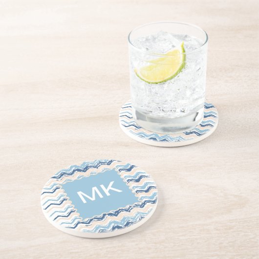 Dessous De Verre En Grès Ocean Waves Chevron (Côté)