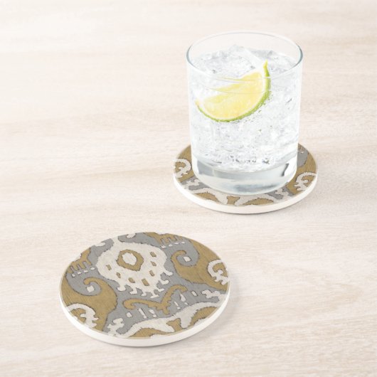 Dessous De Verre En Grès Ochre Ikat II (Côté)