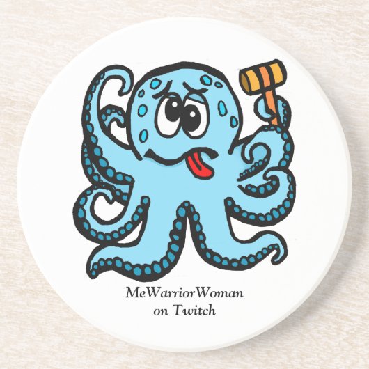 Dessous De Verre En Grès Octopus Bonk, MeWarriorWoman sur Twitch (Devant)