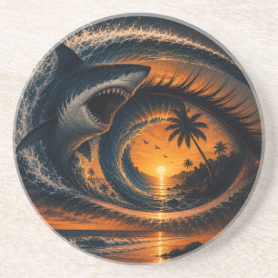 Dessous De Verre En Grès Œil de la Vague – Coussin jeté Surrealiste Requin